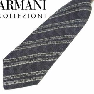 アルマーニ コレツィオーニ(ARMANI COLLEZIONI)の極美品★アルマーニコレツォーニ★ネクタイ シルク100 レジメンタル グレー(ネクタイ)