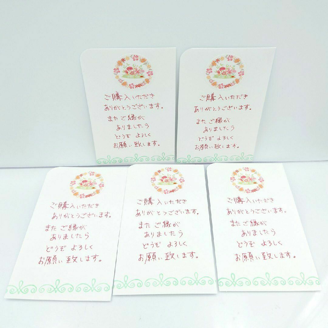 手書き  サンキューカード　No.67　39枚セット 花D リース かわいい ハンドメイドの文具/ステーショナリー(カード/レター/ラッピング)の商品写真