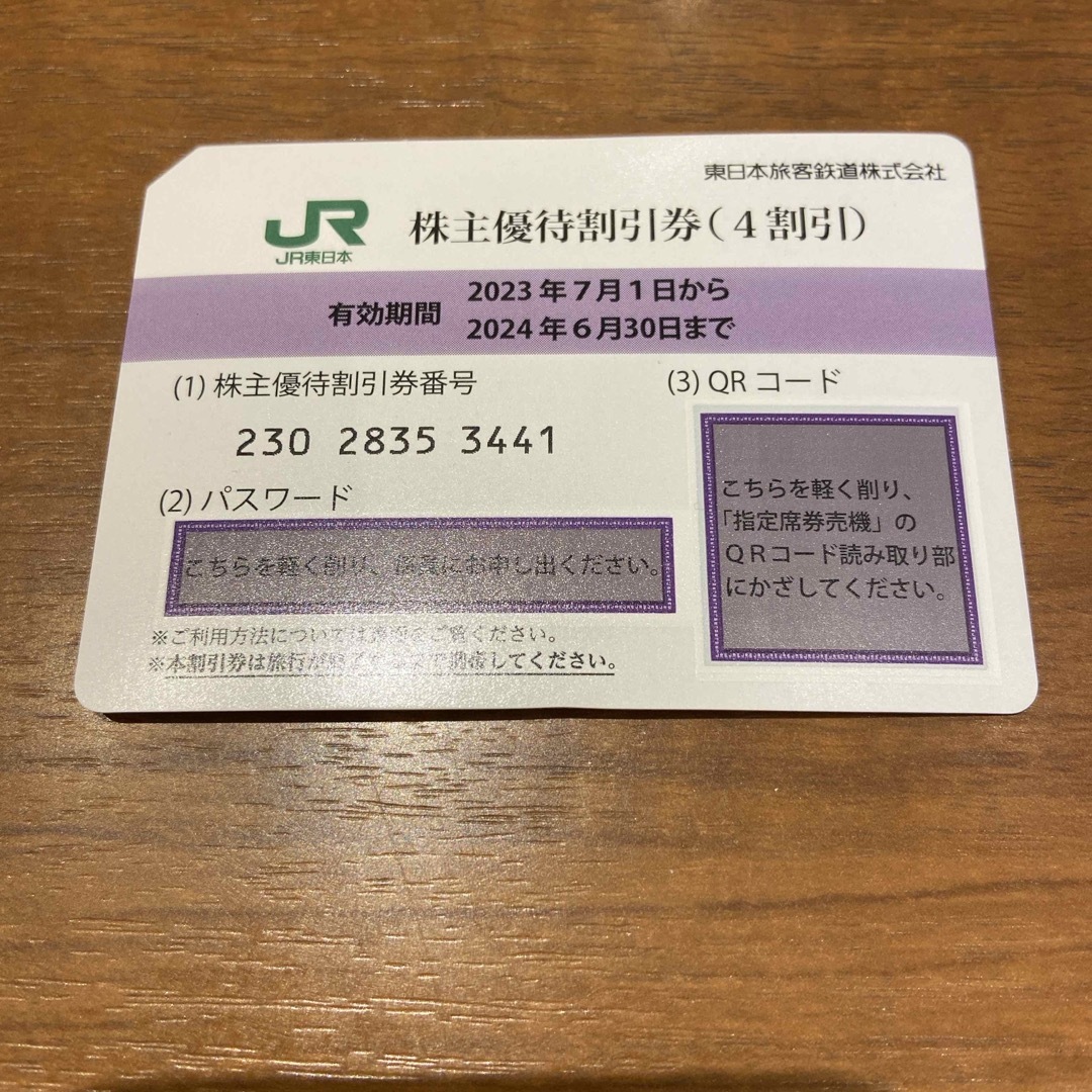 JR(ジェイアール)のJR東日本　株主優待割引券　4割引　1枚 チケットの優待券/割引券(その他)の商品写真