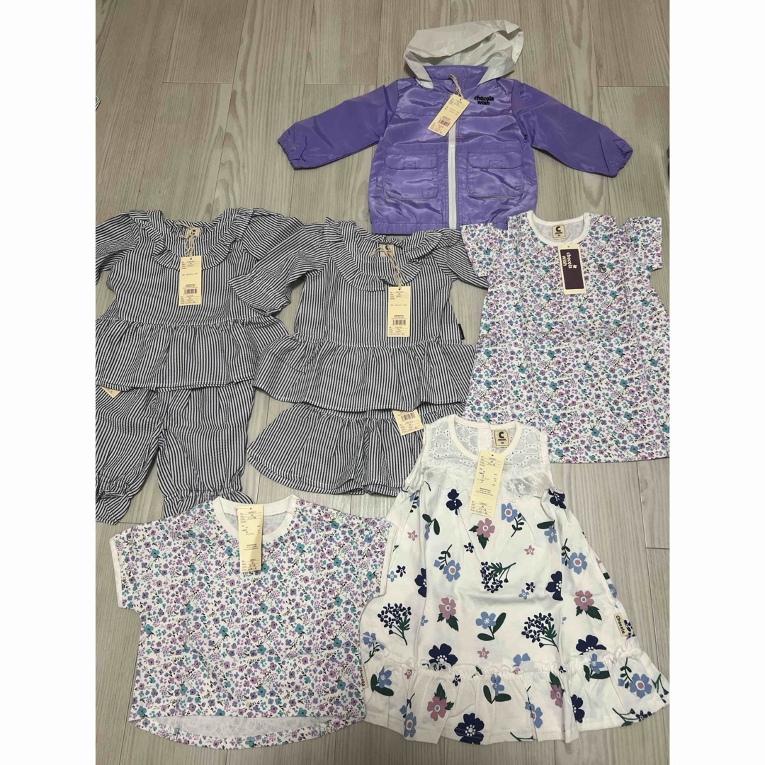Chocola(ショコラ)のChocola セットアップ ワンピース Tシャツ ナイロンパーカー 90 キッズ/ベビー/マタニティのキッズ服女の子用(90cm~)(ワンピース)の商品写真