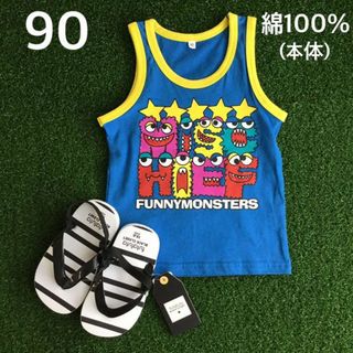 ⭕️SALE☀️★【 90 】 モンスター タンクトップ ランニング 青(Tシャツ/カットソー)