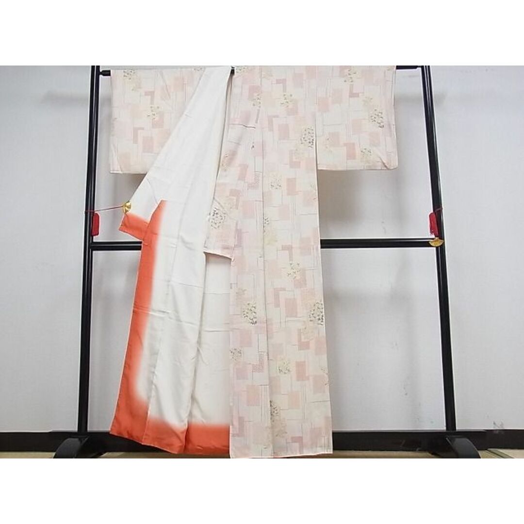 平和屋川間店□上質な小紋 色紙重ね草花文 着丈153.5cm 裄丈63.5cm ...