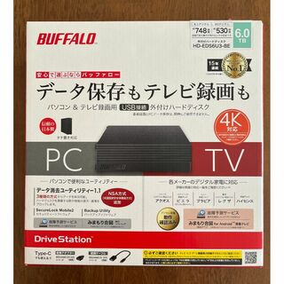 バッファロー(Buffalo)の【新品・未開封・メーカー保証あり】外付けハードディスク　6.0TB(PC周辺機器)