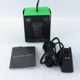 レイザー(LAZER)の美品 RAZER レイザー Mouse Dock Chroma (RC30-03050200-R3M1) ワイヤレスマウス 充電用ドック 有線 黒 ゲーム eスポーツ PC周辺機器 HU897 (PC周辺機器)