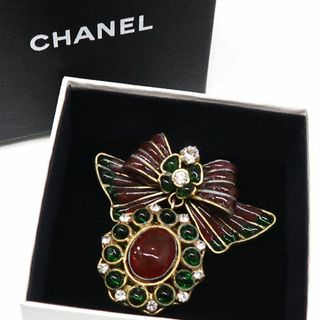 シャネル(CHANEL)の希少 CHANEL シャネル ヴィンテージ グリポアガラス リボン ブローチ(ブローチ/コサージュ)