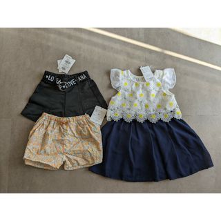 断捨離中!!最終値下げ【新品タグ付き】女の子　半ズボン＆ワンピース3枚セット(ワンピース)