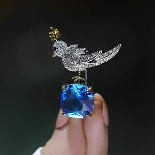 S2740 【動物】美品 可愛いい 小鳥 ブローチ/ブルー(ブローチ/コサージュ)
