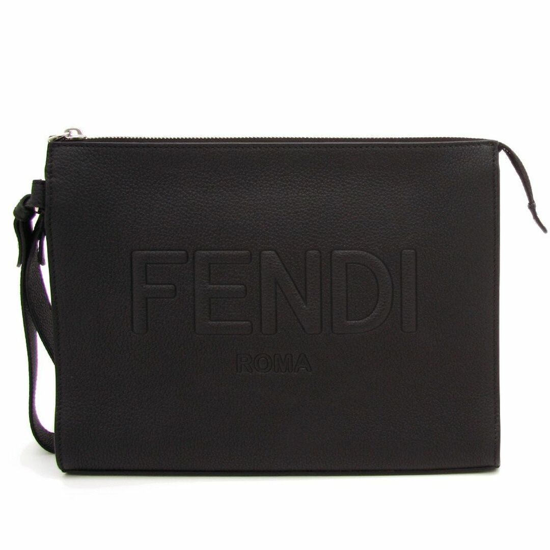 FENDI - ほぼ未使用 フェンディ クラッチバッグ FENDI ROMA ブラックレザー ポーチ 7VA491AMACF0GXN ブランドバッグ メンズ レディース