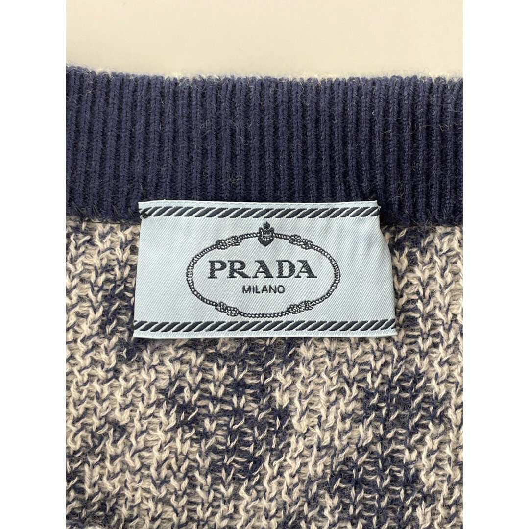PRADA(プラダ)のプラダ 19年 ブルー×ホワイト系 ウール×カシミヤ 総柄ニットスカート 36S レディースのスカート(その他)の商品写真