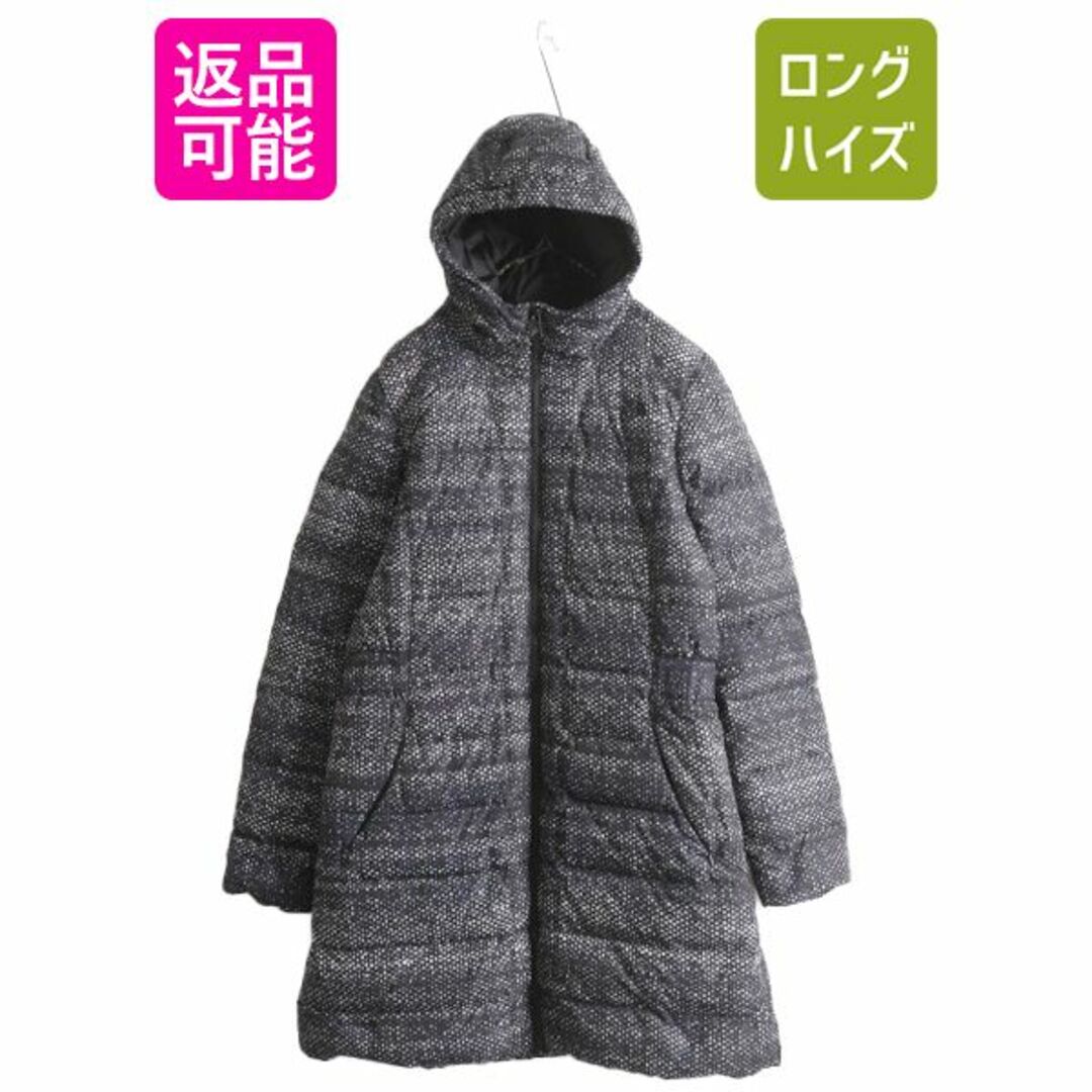 THE NORTH FACE(ザノースフェイス)の US企画 ノースフェイス ロング ダウン コート レディース L / 古着 The North Face パーカー ナイロン ジャケット 550フィル 灰 水玉 総柄 レディースのジャケット/アウター(ダウンコート)の商品写真