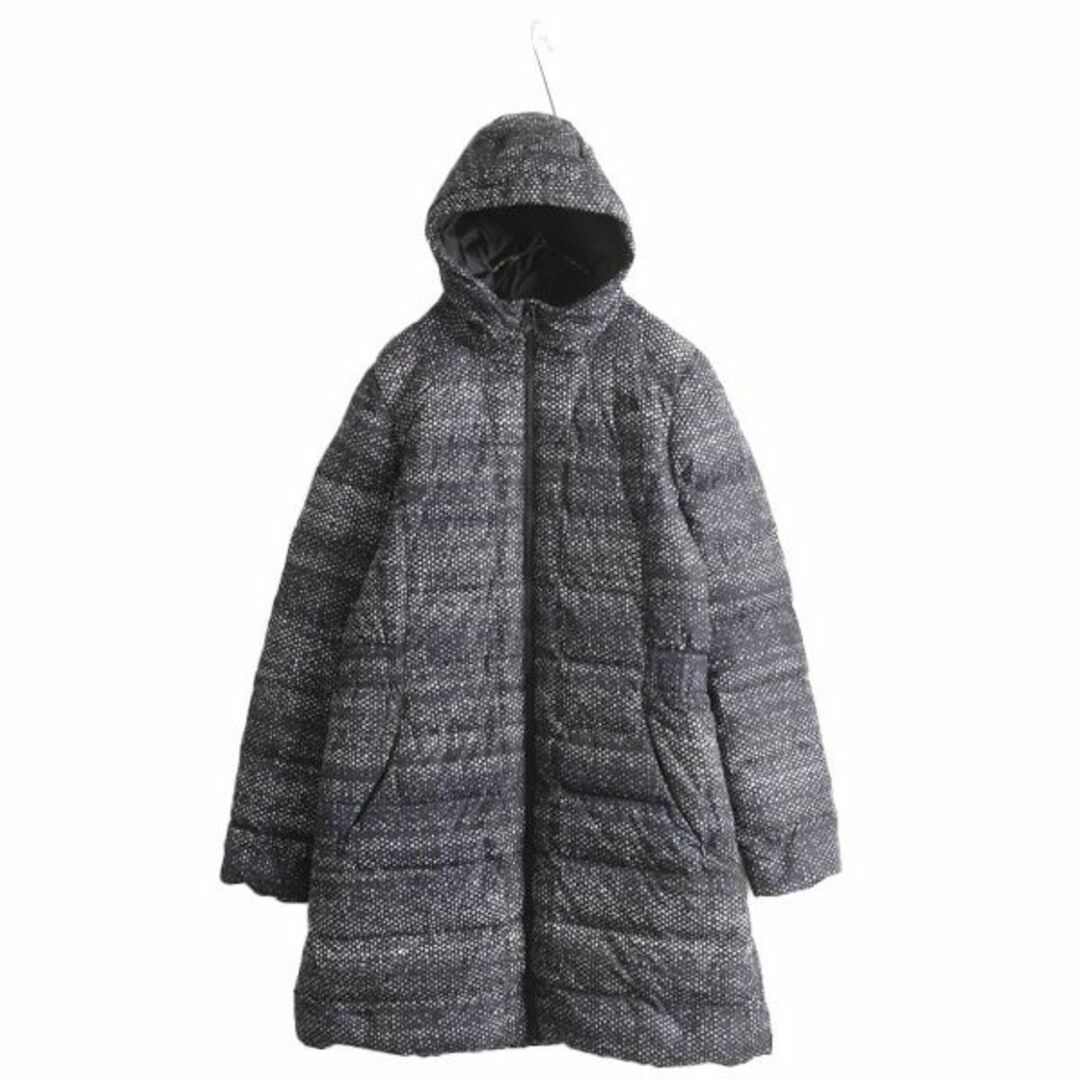 THE NORTH FACE(ザノースフェイス)の US企画 ノースフェイス ロング ダウン コート レディース L / 古着 The North Face パーカー ナイロン ジャケット 550フィル 灰 水玉 総柄 レディースのジャケット/アウター(ダウンコート)の商品写真