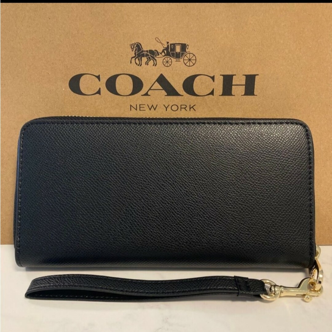 COACH(コーチ)の新品　COACH　長財布　ラウンドファスナー　小銭入れ有　ワンポイント　ブラック レディースのファッション小物(財布)の商品写真