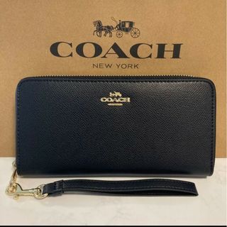 コーチ(COACH)の新品　COACH　長財布　ラウンドファスナー　小銭入れ有　ワンポイント　ブラック(財布)