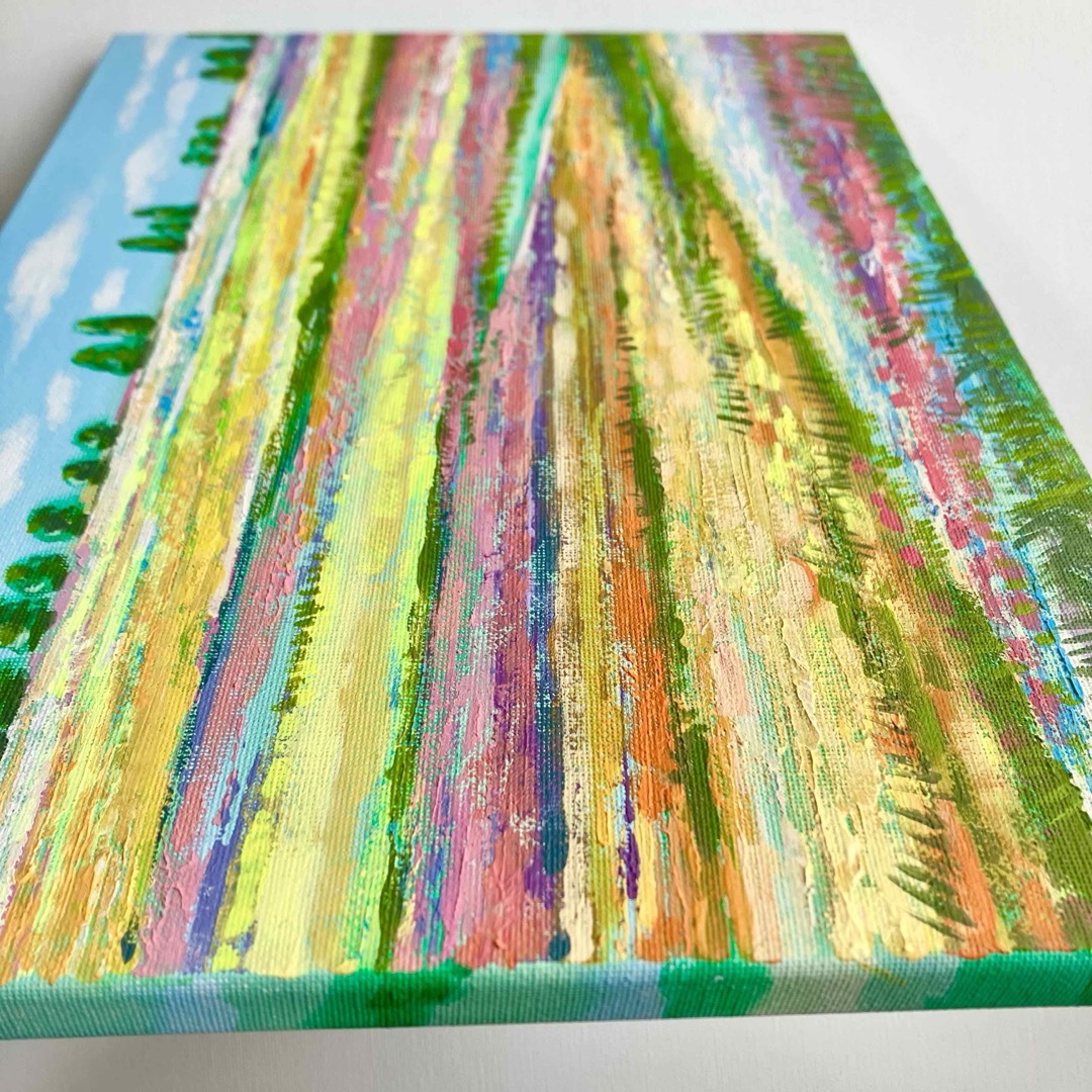 花の絨毯*4号キャンバス 絵画 原画 春 風景画 チューリップの 花の絨毯*4号キャンバス 絵画 原画 春 風景画 チューリップの