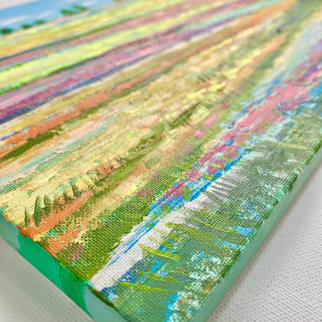 花の絨毯*4号キャンバス 絵画 原画 春 風景画 チューリップの 花の絨毯*4号キャンバス 絵画 原画 春 風景画 チューリップの