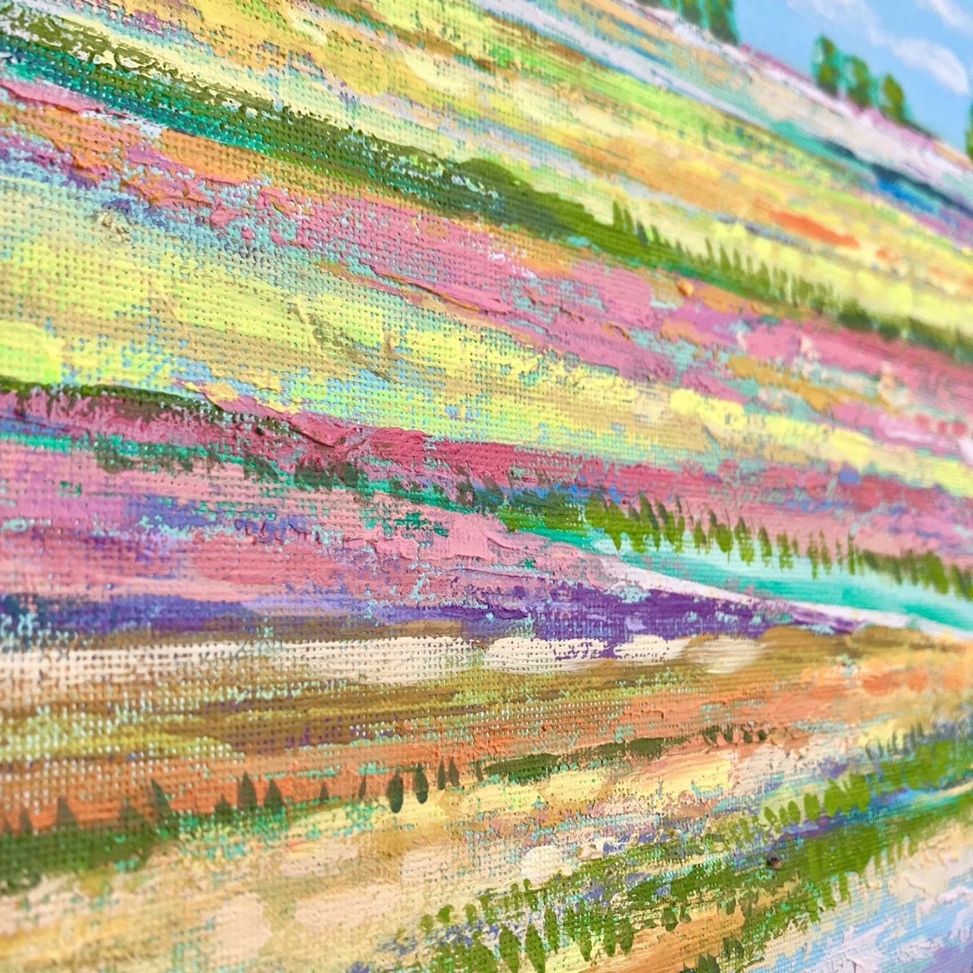 花の絨毯*4号キャンバス 絵画 原画 春 風景画 チューリップの 花の絨毯*4号キャンバス 絵画 原画 春 風景画 チューリップの