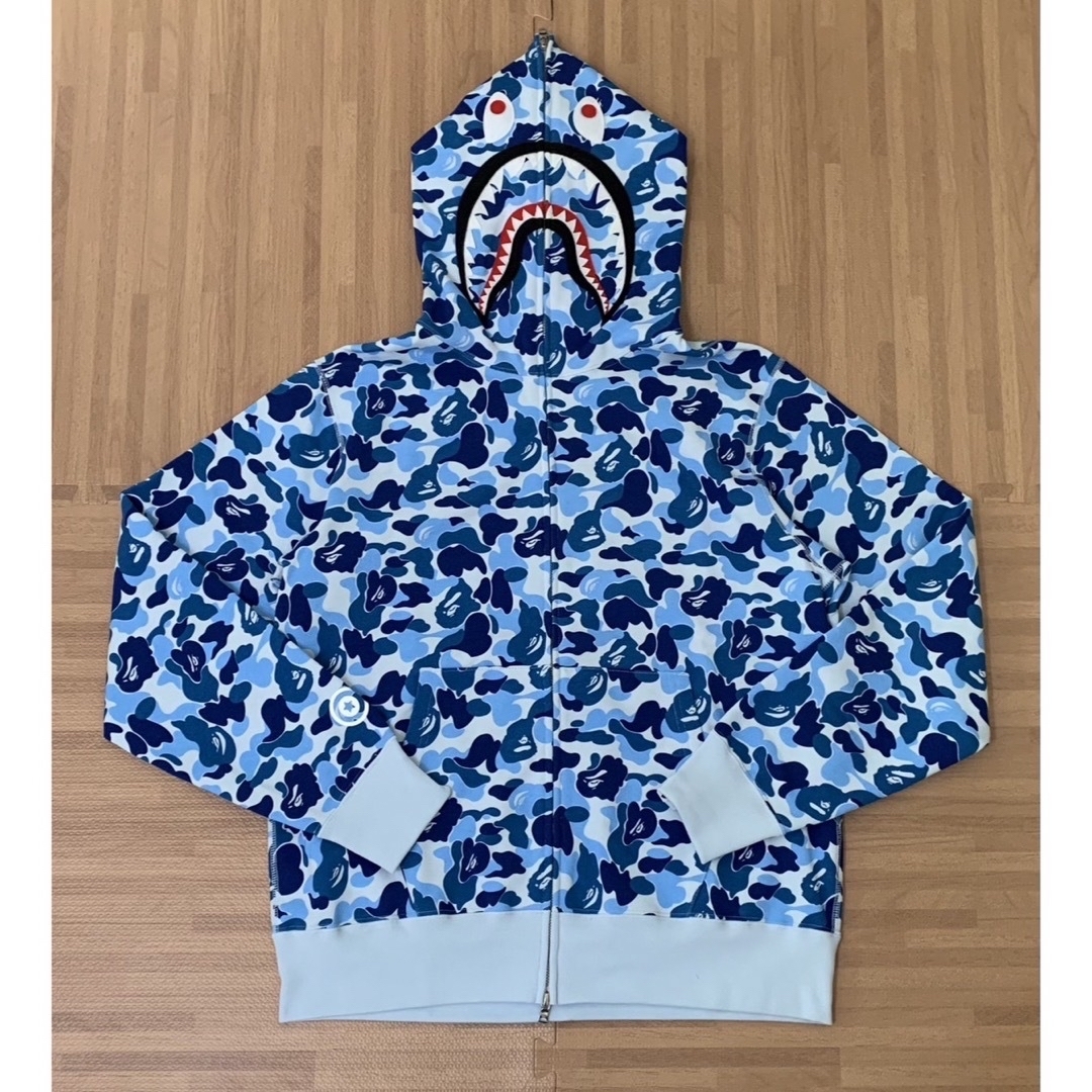 アベイシングエイプa bathing ape blue camo × black シャークパーカー