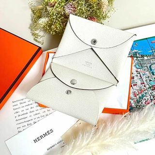 エルメス(Hermes)のHERMES カルヴィ　デュオ　折り財布　ミニ財布　クリーム色　U刻印(財布)