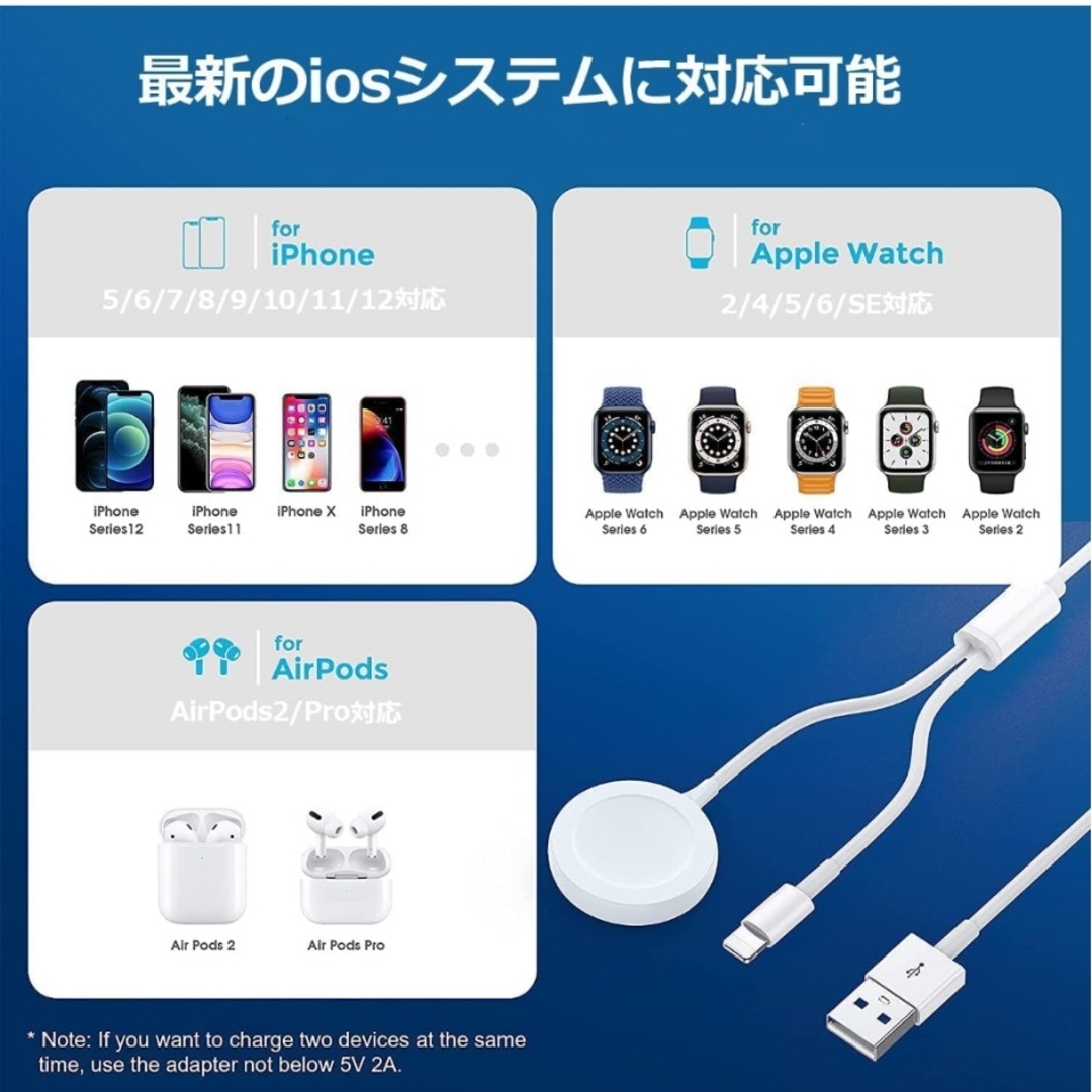 マグネット式充電ケーブル ワイヤレス スマホ/家電/カメラのスマホ/家電/カメラ その他(その他)の商品写真