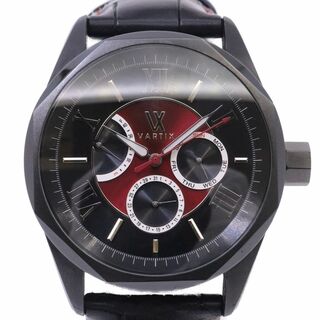 バティックス(VERTEX)のVARTIX バティックス ALIVE 自動巻き メンズ 腕時計 ブラック×赤文字盤 純正革ベルト PR02B(腕時計(アナログ))