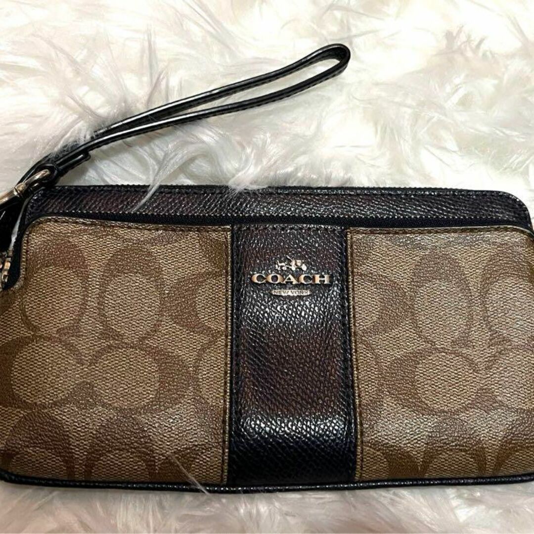 COACH(コーチ)のCOACH コーチ ダブルジップ 長財布 ストライプ付 ヘリテージ シグネチャー レディースのファッション小物(財布)の商品写真