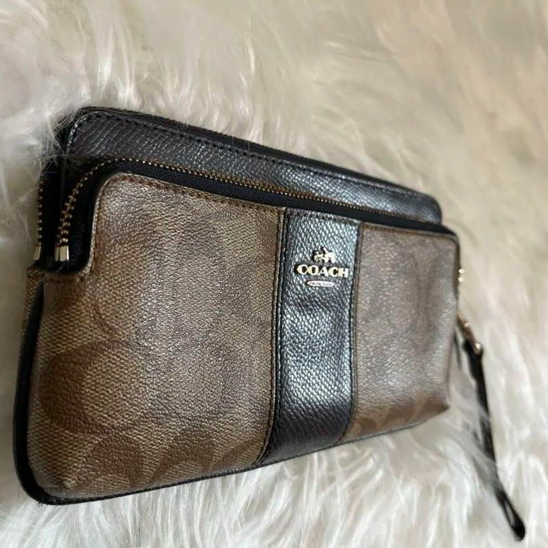 COACH(コーチ)のCOACH コーチ ダブルジップ 長財布 ストライプ付 ヘリテージ シグネチャー レディースのファッション小物(財布)の商品写真