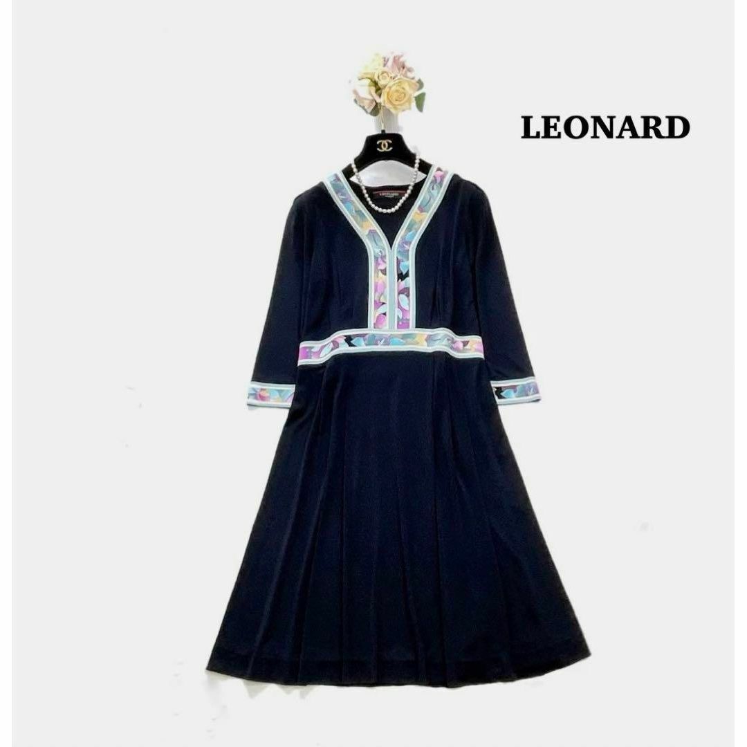 【LEONARD】ふんわりシルエット＊フレアワンピース　カンカン素材　花柄　38M♡closet一覧