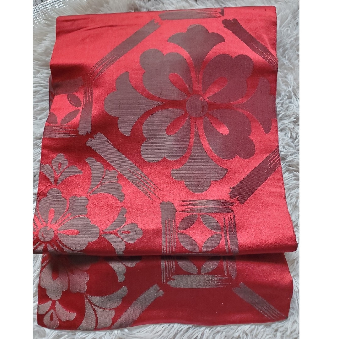 アンティーク　昭和レトロ　リバーシブル　正絹　名古屋帯 レディースの水着/浴衣(帯)の商品写真