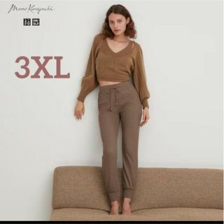 ユニクロ(UNIQLO)の新品タグ付き　ヒートテックウールブレンドワッフルパンツ　マメ　3XL 　ブラウン(カジュアルパンツ)