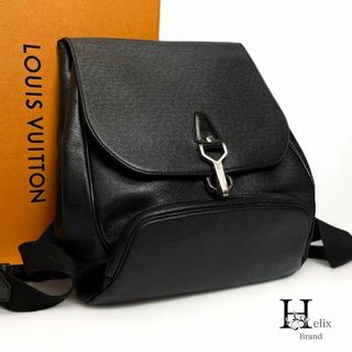 ルイヴィトン(LOUIS VUITTON)の【美品】ルイヴィトン　タイガ　リュック　バックパック　黒　ブラッレザー　シルバー(バッグパック/リュック)