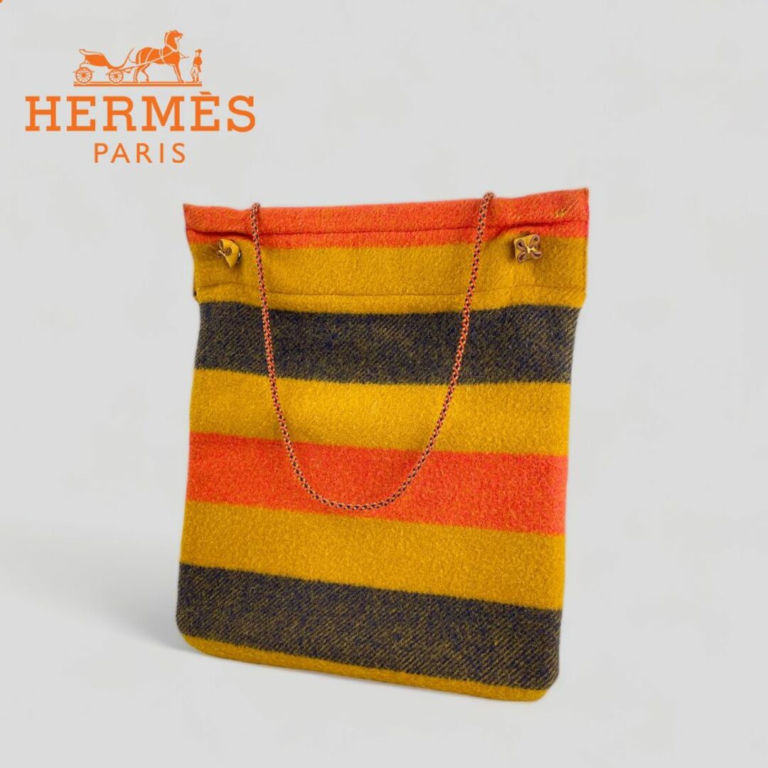 商品説明■HERMES■ アリーヌ ロカバール ショルダーバッグ ボーダー ウール