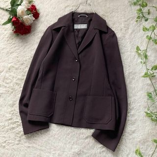 マックスマーラ(Max Mara)のマックスマーラ　高級シルバータグ　テーラードジャケット　ダークパープル　38(テーラードジャケット)