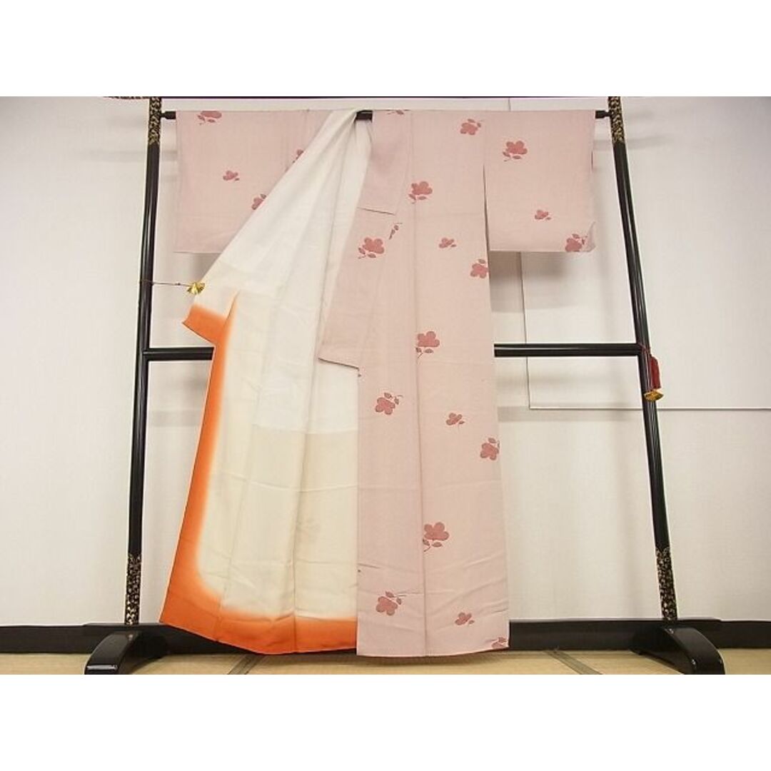 平和屋川間店■上質な小紋　舞花文　亀甲繋ぎ　着丈158.5cm　裄丈64cm　正絹　逸品　A-wj3327 レディースの水着/浴衣(着物)の商品写真