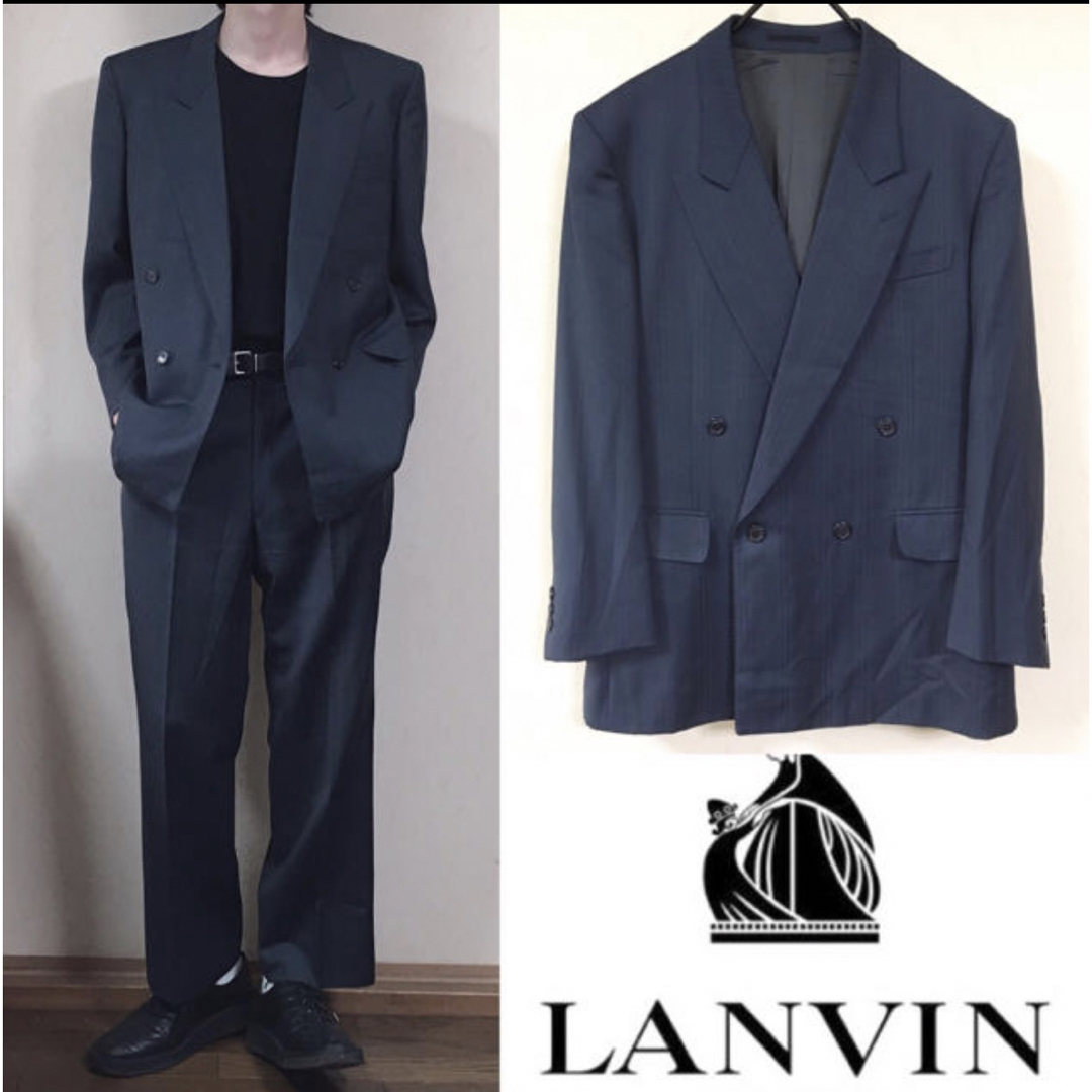 LANVIN(ランバン)のLANVIN ランバン セットアップ スーツ ダブルジャケット ワイドシルエット メンズのスーツ(セットアップ)の商品写真