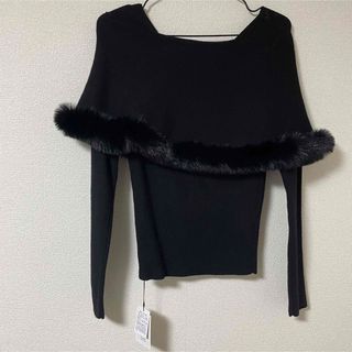 グレイル(GRL)のグレイル ファーケープ ニットトップス 新品(ニット/セーター)