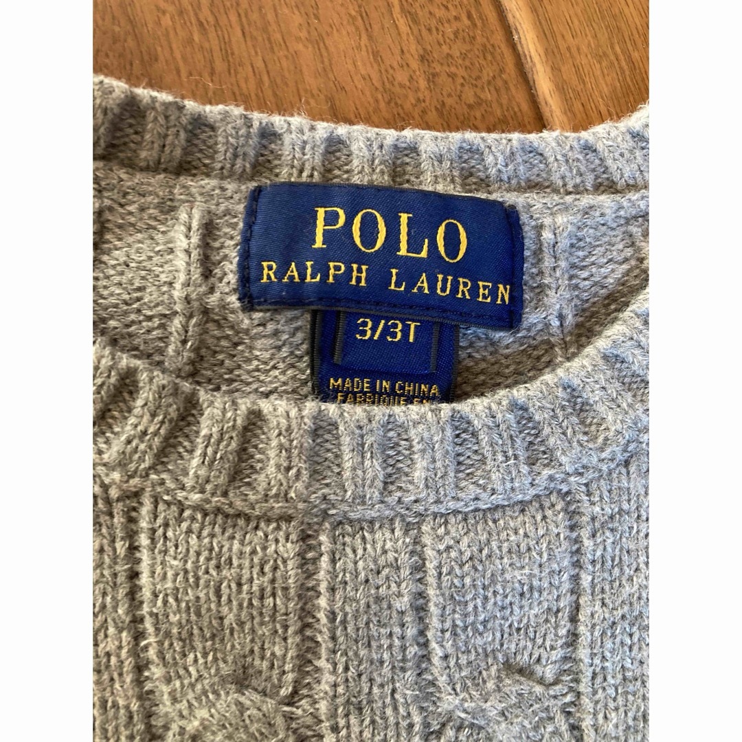 POLO RALPH LAUREN(ポロラルフローレン)のラルフローレン　ケーブルニットコットンセーター　3T グレー　100 キッズ/ベビー/マタニティのキッズ服男の子用(90cm~)(ニット)の商品写真