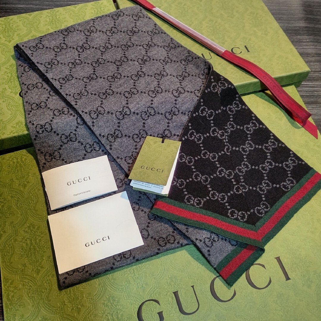 Gucci(グッチ)の❤新品箱袋付き❤ GUCCI マフラー ストール ショール スカーフ❤ブラック❤ メンズのファッション小物(マフラー)の商品写真