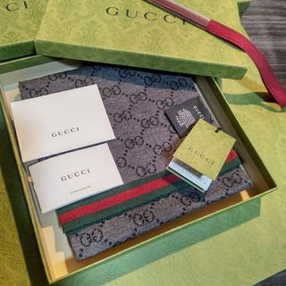 グッチ(Gucci)の❤新品箱袋付き❤ GUCCI マフラー ストール ショール スカーフ❤ブラック❤(マフラー)