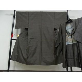 平和屋川間店■男性　本場大島紬　アンサンブル　格子　正絹　逸品　B-wt6318(着物)