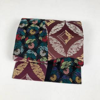 金銀糸 刺繍  花唐草模様 七宝繋ぎ 菱 袋帯(帯)