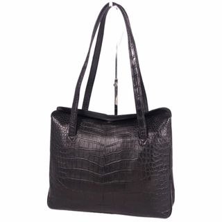 クロコダイル(Crocodile)の美品 クロコダイル CROCODILE バッグ トートバッグ クロコダイル マットクロコ ワニ革 カバン 鞄 レディース  ブラック(トートバッグ)