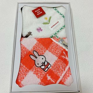 ミッフィー(miffy)の【新品】タオルハンカチ2枚　ミッフィー& OLIVEdesOLIVE (箱なし)(ハンカチ)