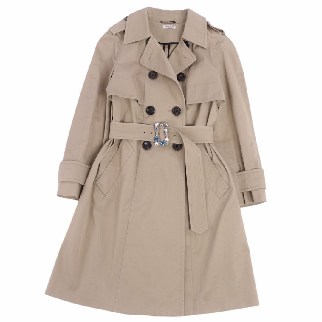 ミュウミュウ miumiu コート トレンチコート コットンギャバジン ビジュー ロゴ アウター レディース 36(S相当) ベージュ | フリマアプリ ラクマ ミュウミュウ miumiu コート トレンチコート コットンギャバジン ビジュー ロゴ アウター レディース 36(S相当) ベージュ | フリマアプリ ラクマ