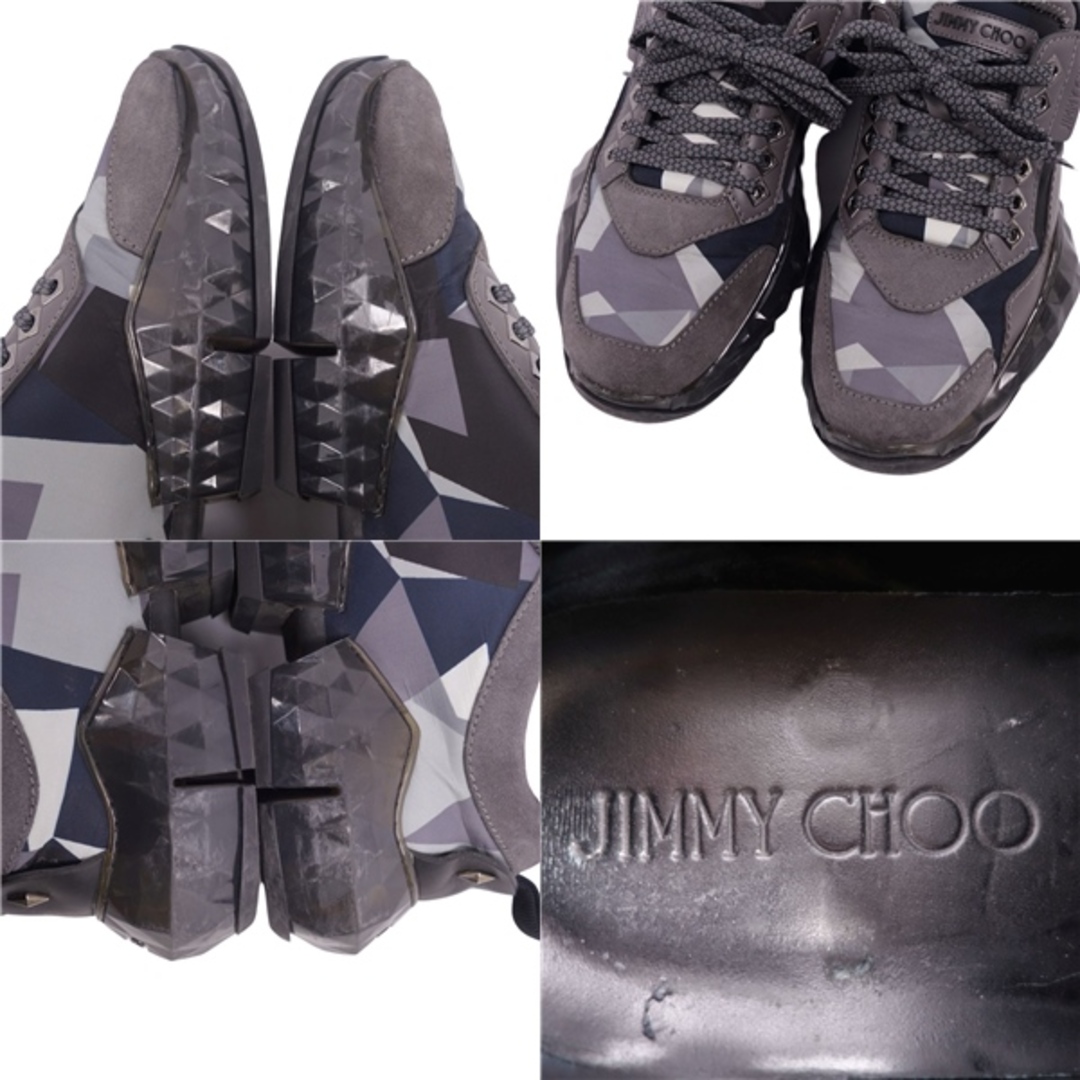 JIMMY CHOO(ジミーチュウ)のジミーチュウ JIMMY CHOO スニーカー レースアップ ダイヤモンド ナイロン レザー シューズ メンズ 40(25cm相当) グレー メンズの靴/シューズ(スニーカー)の商品写真