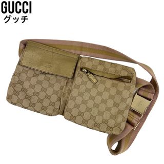 Gucci - ✨良品　GUCCI グッチ ウエストポーチ　シェリーライン　GGキャンバス　金