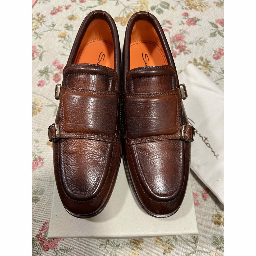 Santoni(サントーニ)の新品未使用Santoni モンクストラップローファー ブラウン 6ハーフ メンズの靴/シューズ(ドレス/ビジネス)の商品写真