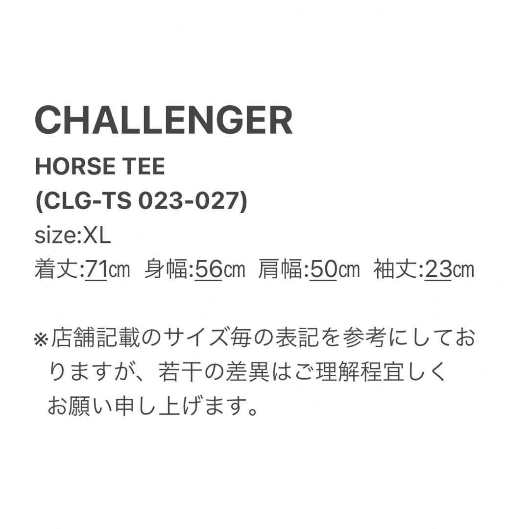 NEIGHBORHOOD(ネイバーフッド)のXL白【CHALLENGER】HORSE TEE／新品タグ付／送料込 メンズのトップス(Tシャツ/カットソー(半袖/袖なし))の商品写真