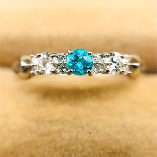 約6mm横ティファニー TIFFANY＆CO レガシーグリーントルマリン/ダイヤリング Pt950プラチナ PT950/ダイヤ/トルマリン ダイヤモンド ジュエリー