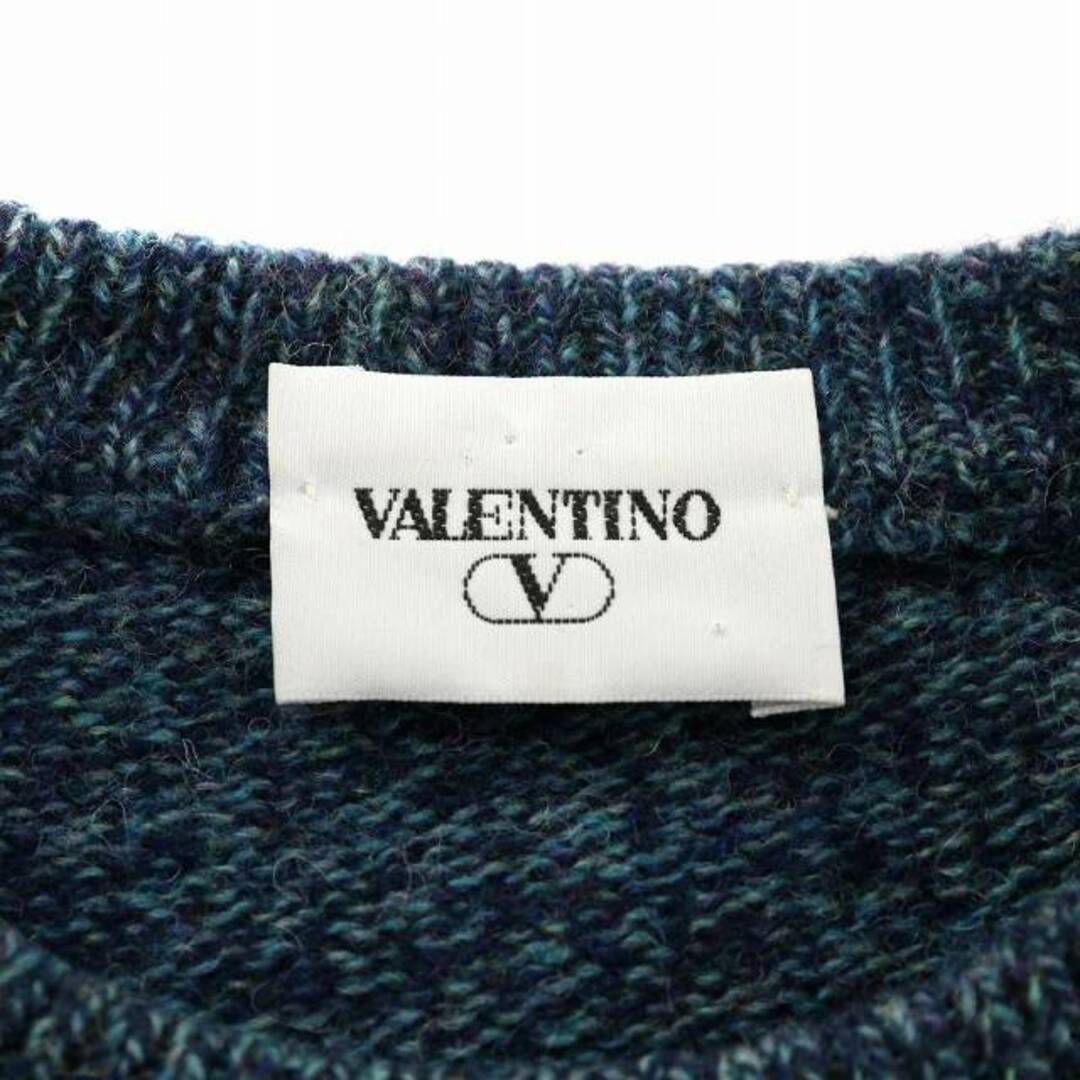 VALENTINO(ヴァレンティノ)のVALENTINO ヴィンテージ  ケーブルニット セーター 5 L 紺 緑 メンズのトップス(ニット/セーター)の商品写真