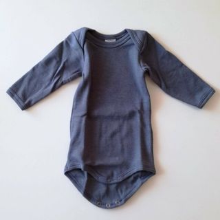 プチバトー(PETIT BATEAU)の新品 プチバトー ウ ール混のコットン長袖ボディ Petit Bateau 3M(肌着/下着)